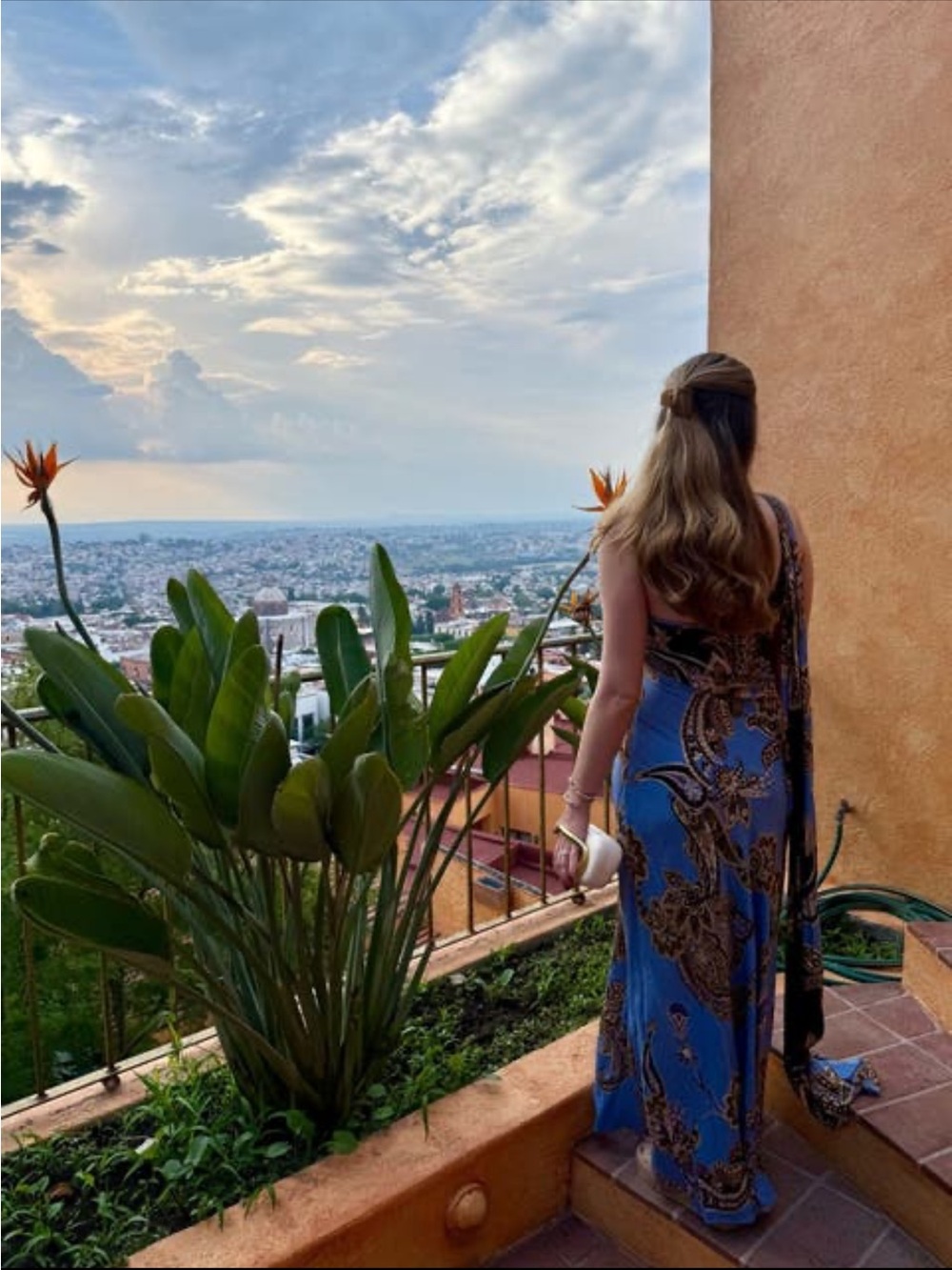 Hemant & Nandita SAYA Blue One Shoulder Maxi Dress Drape Paisley